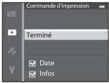 Commande d'impression Terminé Date Infos
