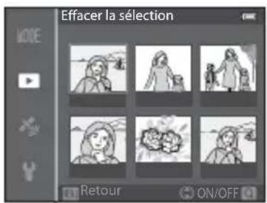 Effacer la sélection RETOUR ON/OFF