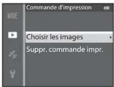 Commande d'impression Choisir les images Suppr. commande impr.