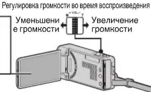 Регулировка громкости во время воспроизведения Уменьшени е громкости Увеличение громкости