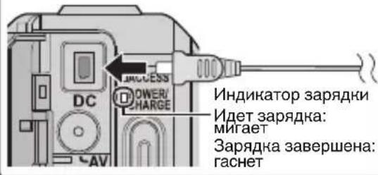 DC POWER/ HARGE Индикатор зарядки Идет зарядка: мигает Зарядка завершена: гаснет