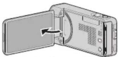 JVC Everio GZ-VX815BE - Abra o ecrã LCD. - 1