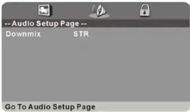 -- Audio Setup Page -- Downmix STR Go To Audio Setup Page