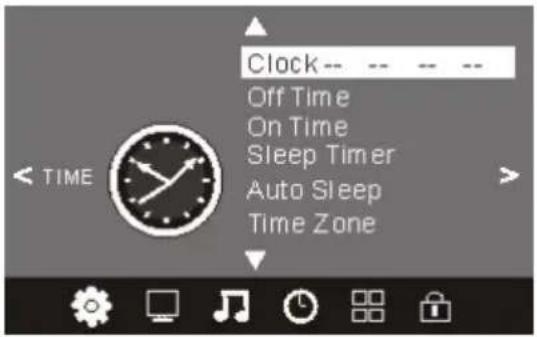 Clock -- Off Time On Time Sleep Timer Auto Sleep Time Zone
