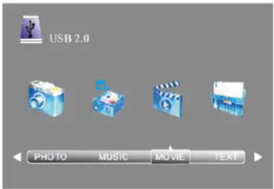 USB 2.0 PHOTO MUSIC MOVIE TEXT