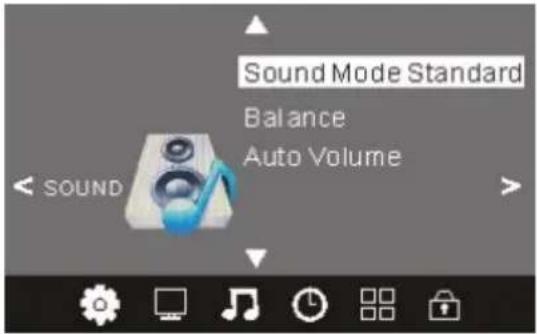 Sound Mode Standard Balance Auto Volume SOUND