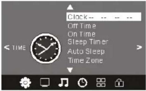 Clock-- Off Time On Time Sleep Timer Auto Sleep Time Zone