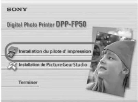SONY Digital Photo Printer DPP-FP50 Installation du pilote d' impression Installation de PictureGearStudio Terminer