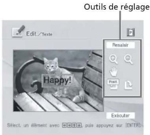 Outils de réglage Edit./Texte Happy! Resaisir Post Exécuter Sélect, un élément avec 📊+++, puis appuyez sur [ENTER]