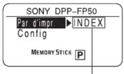 SONY DPP-FP50 Par. d'impr. INDEX Config MEMORY STICK P