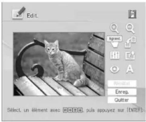 Edit. Agrant Enreg. Quitter Sélect, un élément avec +++, puis appuyez sur [ENTER].