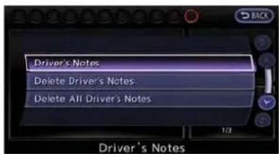 Driver's Notes Delete Driver's Notes Delete All Driver's Notes 1/3 Driver's Notes