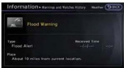 Information • Warnings and Watches History Weather BACK Flood Warning Type: Flood Alert Received Time Place: About 10 miles from current location.