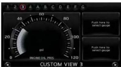 1 2 3 4 A B C D E F G 40 60 80 20 psi 100 0 ENGINE OIL PRIS 120 CUSTOM VIEW 3 Push here to select gauge Push here to select gauge