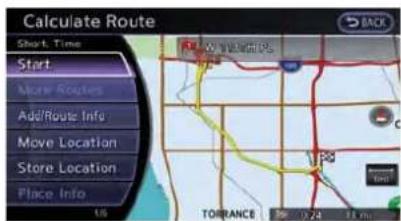 Calculate Route Short Time Start Move Routes Add/Rese Info Move Location Store Location Place Info 16 TOURANCE 30 0.24 11 pm