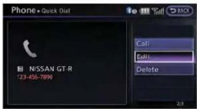Phone • Quick Diet NISSAN GT-R 123-456-7890 Call Edit Delete 2:3