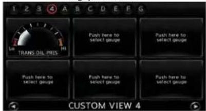 1 2 3 4 A B C D E F G TRANS OIL PRESS Push here to select gauge Push here to select gauge Push here to select gauge Push here to select gauge Push here to select gauge CUSTOM VIEW 4