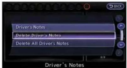 Driver's Notes Delete Driver's Notes Delete All Driver's Notes 2/3 Driver's Notes