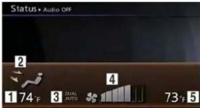 Status • Audio OFF 1 74°F 3 DUAL AUTO 4 73°F 5