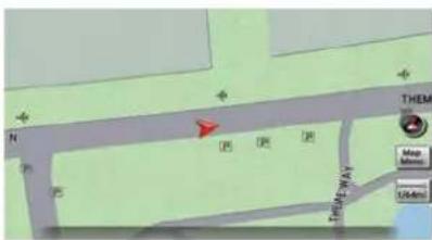 Map image showing a road with directional arrows and a highlighted area labeled 'THEM' with location markers.
