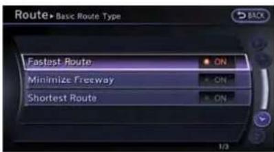 Route► Basic Route Type Fastest Route ON Minimize Freeway ON Shortest Route ON 1/3