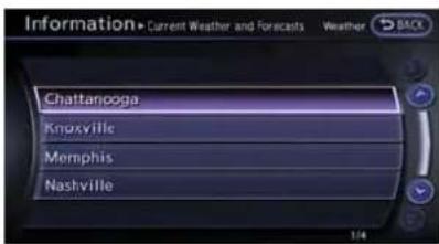 Information► Current Weather and Forecasts Weather Chattanooga Knoxville Memphis Nashville 1/4