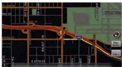 Map image showing a red route with yellow directional arrows and labeled points, including a map inset with 'Map Number' and 'Map Status'.