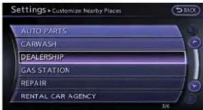 Settings Customize Nearby Places AUTO PARTS CARWASH DEALERSHIP GAS STATION REPAIR RENTAL CAR AGENCY 3/16