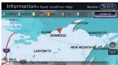 Information Road Condition Map Weather BACK Legend PLS11 HOUBRITON LAND IRONWOOD MAROSETTE LADYSMITH IRON MOUNTAINS CANWAL PAUL TAU CLAIRE Delma