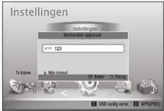 Instellingen Instellingen Verbonden apparaat 123 Tv kijken p. Mijn inhoud Enter Terug USB veilig verw. WPS(PBC)