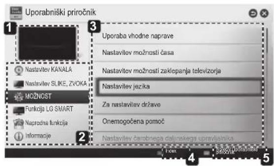 Uporabniški priročnik 1 Nastavitev kanala Nastavitev slike, zvoka Možnost Funkcija LG Smart Napredna funkcija Informacije 2 Uporaba vhodne naprave Nastavitev možnosti časa Nastavitev možnosti zaklepanja televizorja Nastavitev jezika Za nastavitev države Onemogočena pomoč Nastavitev čarobnega daljins…