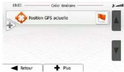 18:03 Créer itinéraire Position GPS actuelle Retour Plus