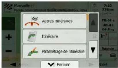 Autres itinéraires Itinéraire Paramétrage de l'itinéraire Fermer