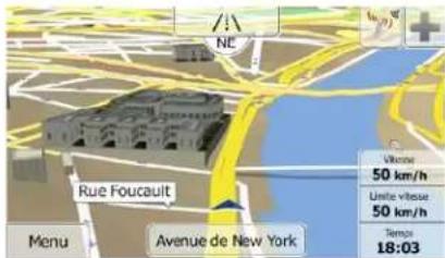 NE Rue Foucault Menu Avenue de New York Vitesse 50 km/h Limite vitesse 50 km/h Temps 18:03