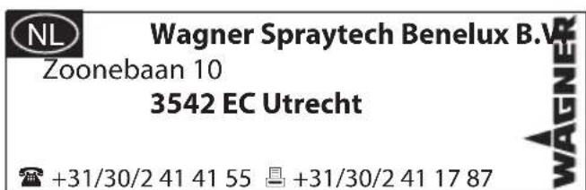 Wagner Spraytech Benelux B.V. Zoonebaan 10 3542 EC Utrecht +31/30/2 41 41 55 +31/30/2 41 17 87