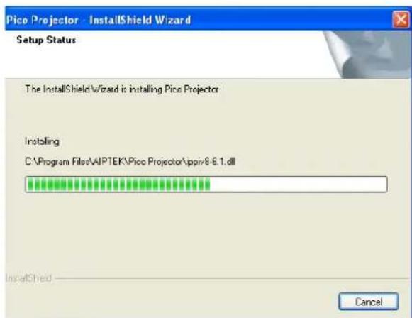 Pico Projector - InstallShield Wizard Setup Status The InstallShieldWizard is installing Pico Projector Installing C:\Program Files\AIPTEK\Picc Projector\ppiv8-6.1.dll InstallShield Cancel