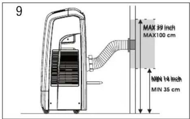 9 MAX 39 inch MAX100 cm MIN 14 inch MIN 35 cm