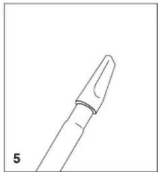 Line drawing of a pen-like object with a pointed tip and handle, labeled with the number 5 (no text or symbols on the object itself)