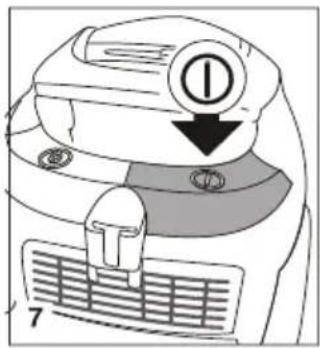 Diagram of a car interior with labeled parts and directional arrow, showing numbered components and symbols