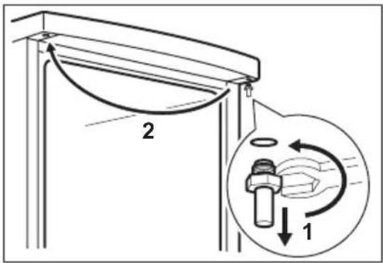Diagram illustrating a mechanical or structural assembly with labeled components and directional arrows, including a magnified inset showing internal components.