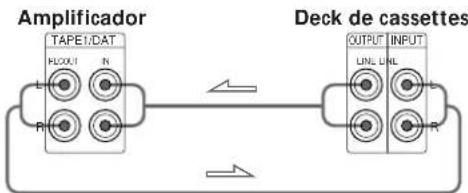 graph LR A["Amplificador"] --> B["TAPET/DAT"] B --> C["FLOCU/T"] B --> D["R"] C --> E["N"] D --> F["R"] G["Deck de cassettes"] --> H["OUTPUT INPUT"] H --> I["LINC LNL"] H --> J["R"] style A fill:#f9f,stroke:#333 style G fill:#f9f,stroke:#333 style B fill:#ccf,stroke:#333 style H fill:#ccf,stroke:#33…