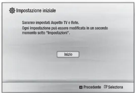 Impostazione iniziale Saranno impostati Aspetto TV e Rete. Ogni impostazione può essere modificata in un secondo momento sotto "Impostazioni". Inizio A Precedente ☐ Seleziona