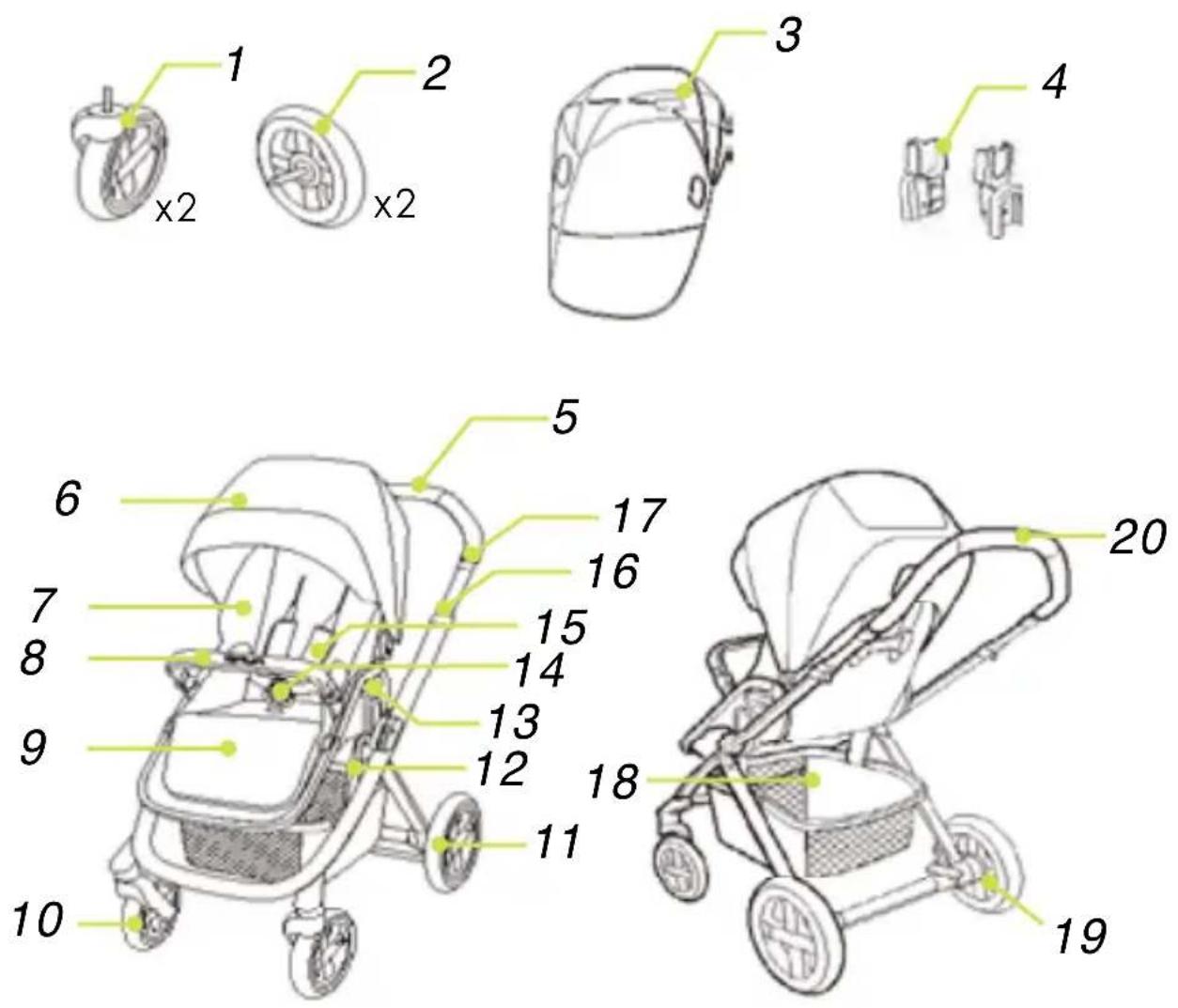 Nuna Ivvi Pushchair - Lijst van onderdelen - 1