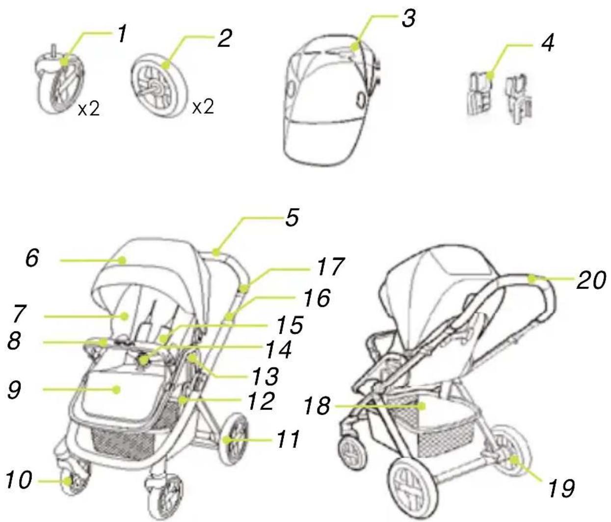 Nuna Ivvi Pushchair - Liste des pièces - 1