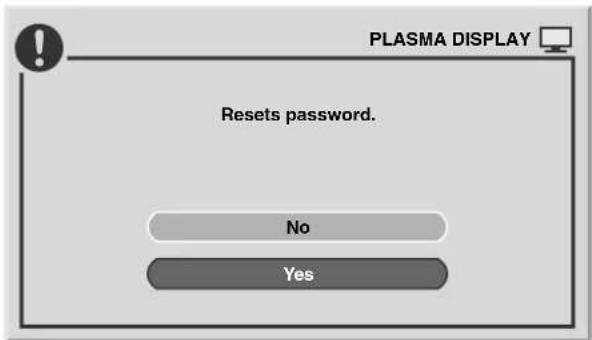 PLASMA DISPLAY Resets password. No Yes