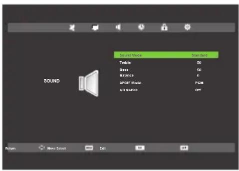 Sound Mode Standard Triple 50 Base 50 Balance 0 SPEED Mode PCM Auto Station OFF Sound RETURN New Sound Set