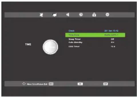 Clock 20 / Jan 12:12 Time Zone Berlin GUT-1 Stop Timer Off Auto Scatchy 4 K Gini Timer 15.5 TIME New Screen Back