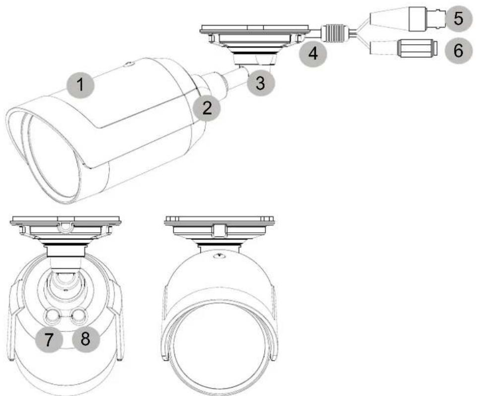 Technical diagram of a device with numbered components and exploded views, likely for assembly or maintenance instructions.