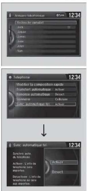 Honda Odyssey (2014) - Importation automatique de l'annuaire du téléphone cellulaire et de l'historique des appels - 1