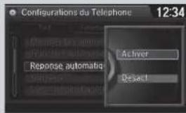 Configurations du Telephone 12:34 Reponse automatique Active Desert